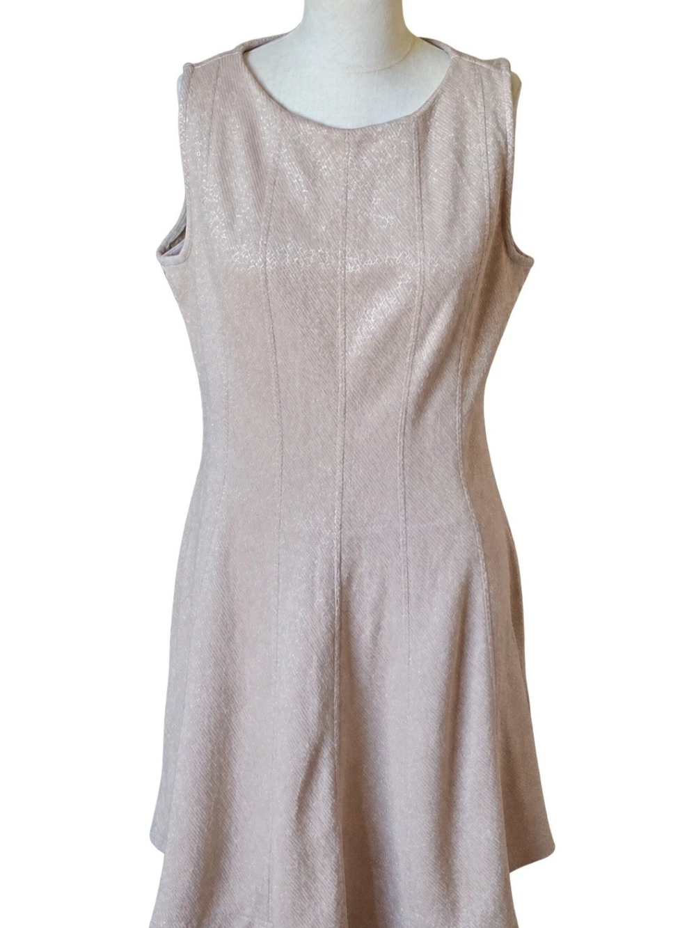 NWT APT 9 Women's Gold Shimmer Sleeveless Fit and Flare Swing Dress Size Large